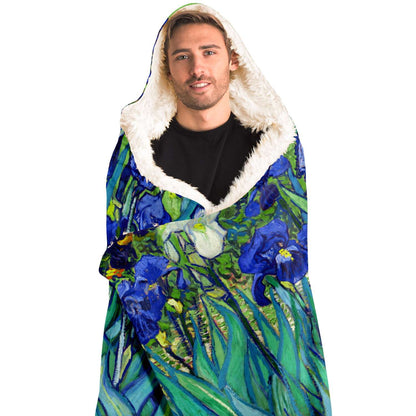 Van Gogh Irises Hooded Blanket