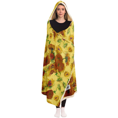 Van Gogh Sunflowers Hooded Blanket