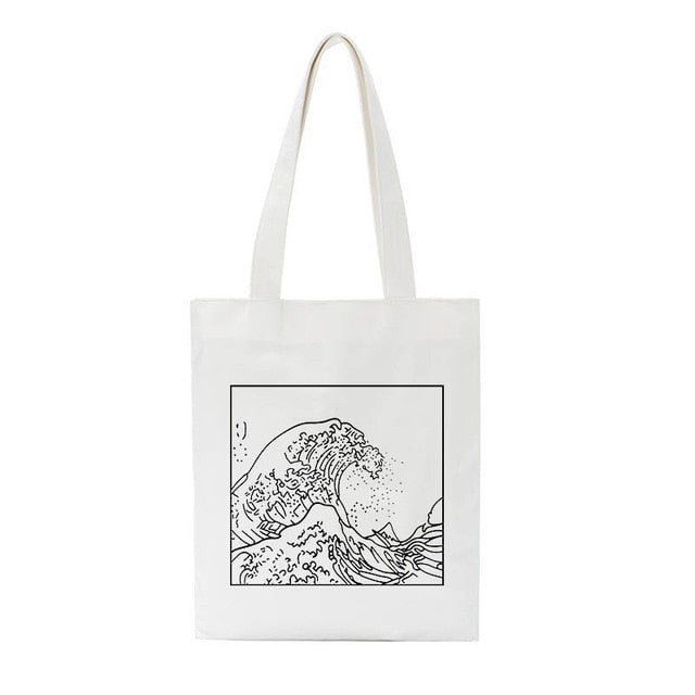 Hokusai wave bag