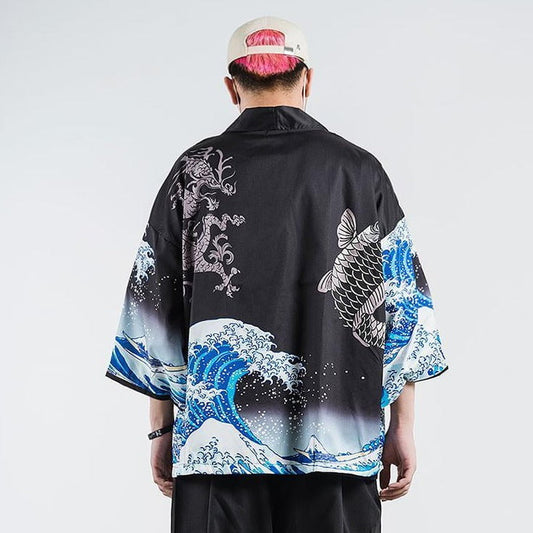 La gran ola de kanagawa Kimono