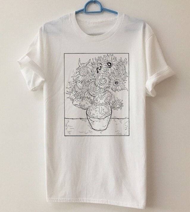 Van Gogh Sunflowers outlines t-shirt