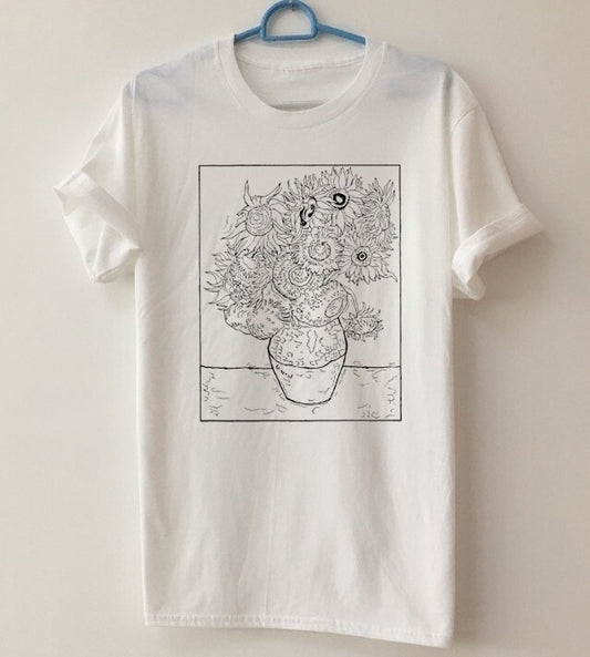 Camiseta contornos Girasoles de Van Gogh