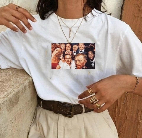 Camiseta con iconos de arte selfie