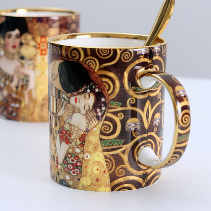Tazas de café Gustave Klimt con cuchara