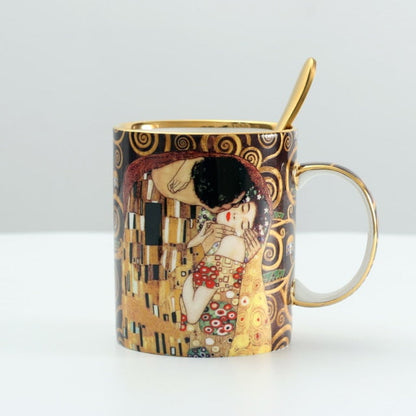 Tazas de café Gustave Klimt con cuchara