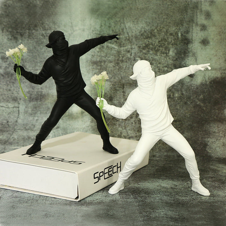 Banksy - The Flower Thrower statue
