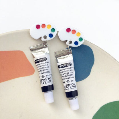 Acrylic tube & Palette Earrings