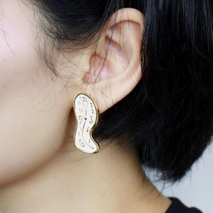 Dali melting clock earrings