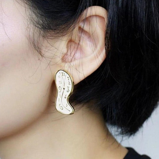 Dali melting clock earrings