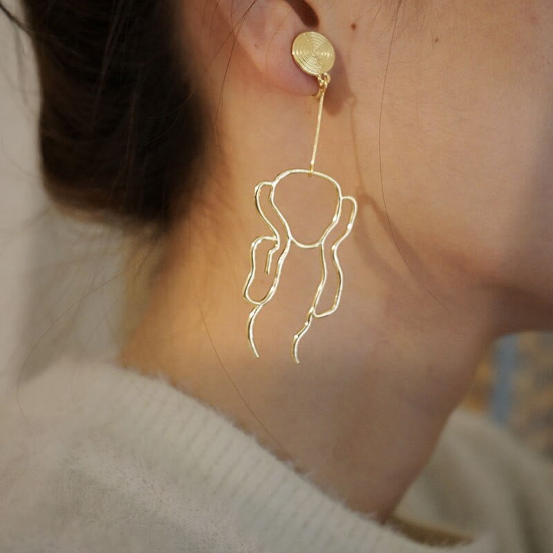 Engraved Body Earrings, Gold Body Silhouette Drop Earrings, Female Figure  Hoop. | eBay