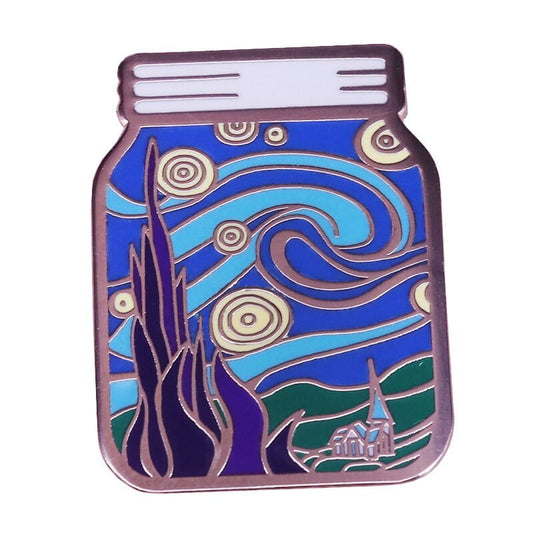 The Starry Night jar enamel pin