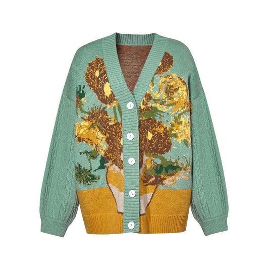 Suéter de punto tipo cárdigan vintage de Van Gogh