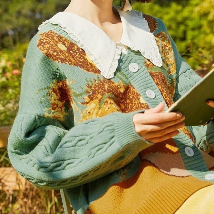 Van Gogh Vintage Cardigan Knit Sweater