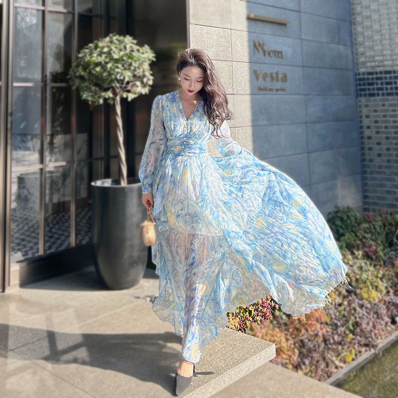Van Gogh Starry Night dreamy long dress Galartsy Van Gogh Starry Night dreamy long dress Galartsy
