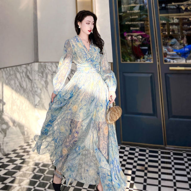 Van Gogh Starry Night dreamy long dress Galartsy Van Gogh Starry Night dreamy long dress Galartsy
