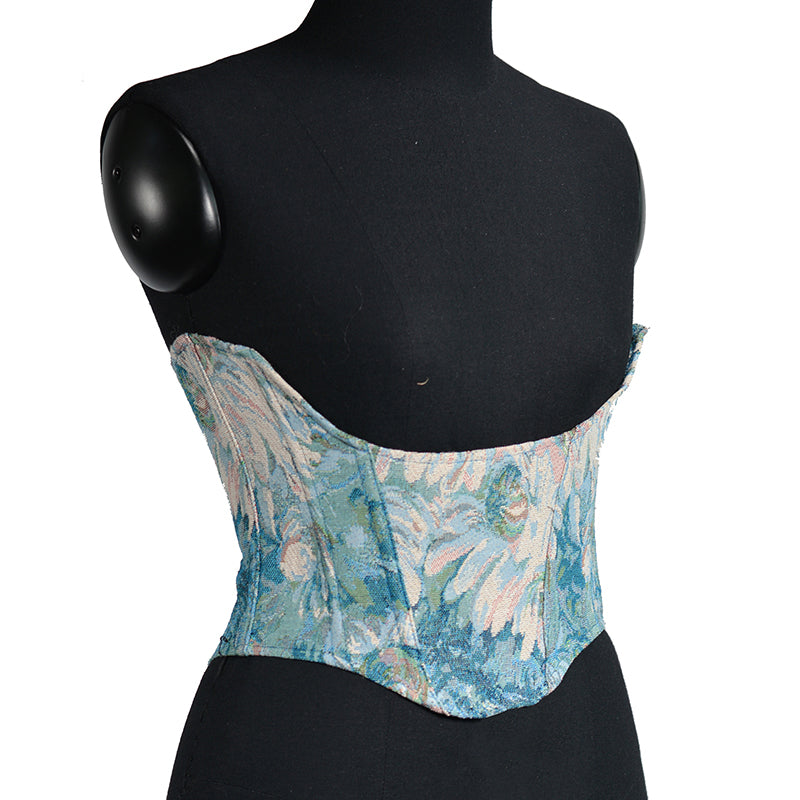 Gold And Navy Floral Brocade Corset