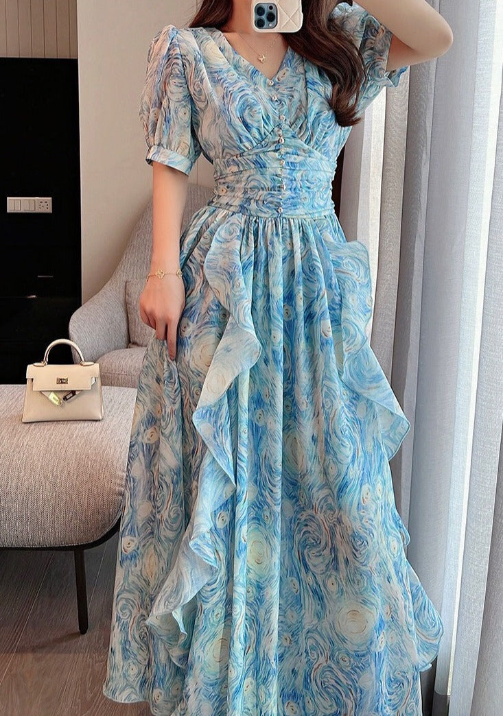 blue starry dress Royal Lisposa and sweet Cobalt Starry Dress Teuta Matoshi