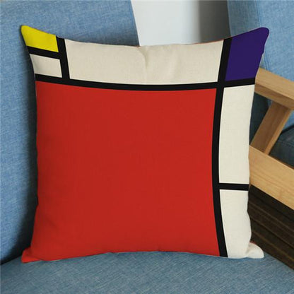 Piet Mondrian Pillow Case - Musart on Pillows - Composition with Yellow,  Blue and Red (1937â€“42) - Multi