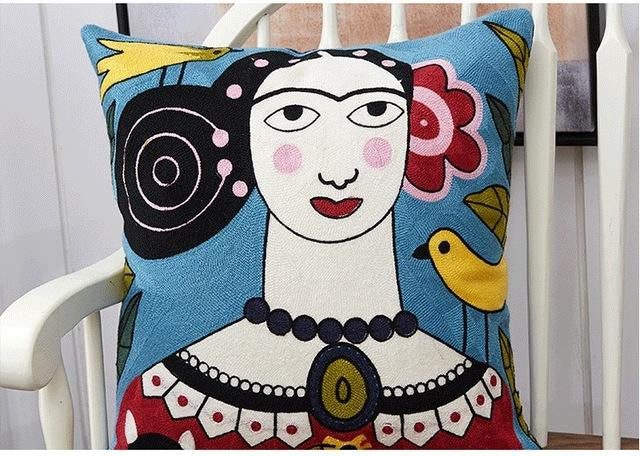 Frida Kahlo Embroidery pillow Cases