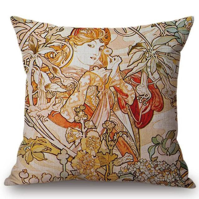Alphonse Mucha Illustrations pillow