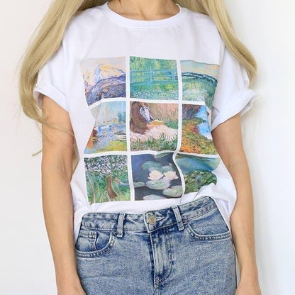 Monet Paintings grid T-Shirt