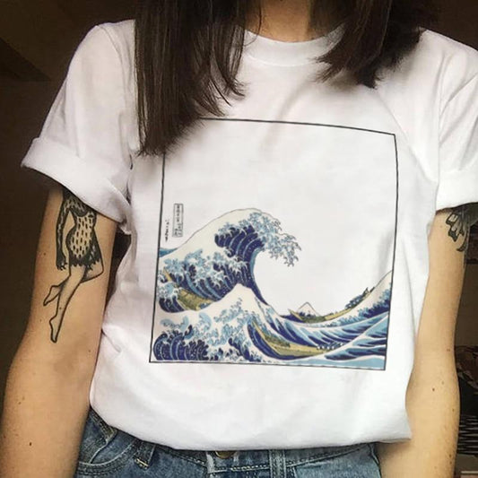 Camiseta La gran ola de Kanagawa Hokusai 
