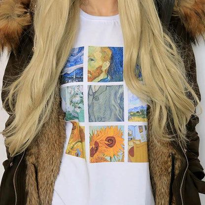 Rejilla cuadros Van Gogh - Camiseta unisex